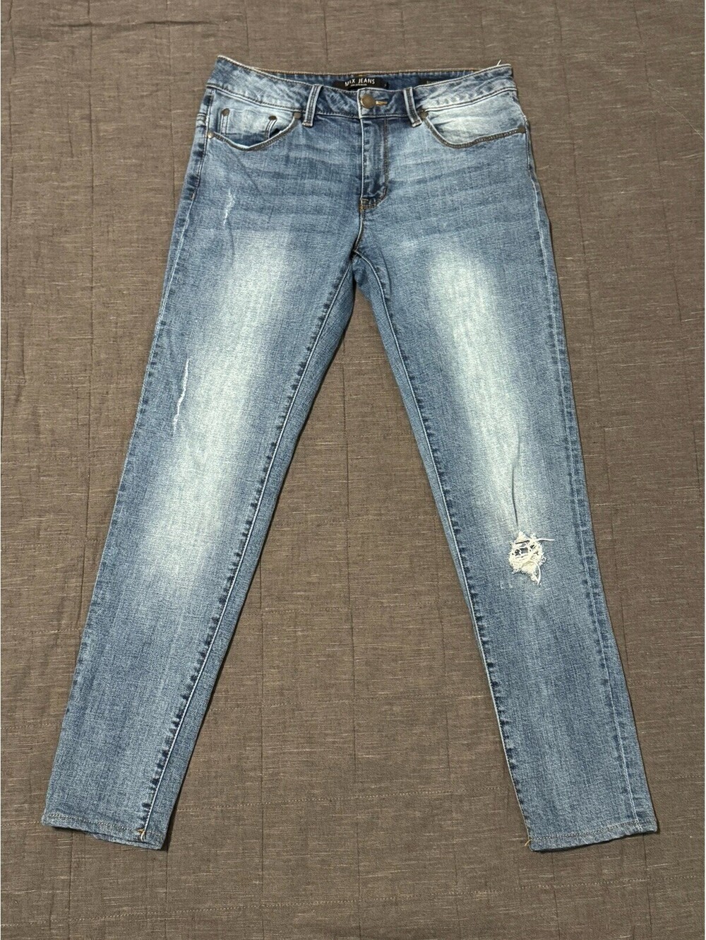 max jeans womens size 2 boyfriend stretch distressed mid rise denim blue